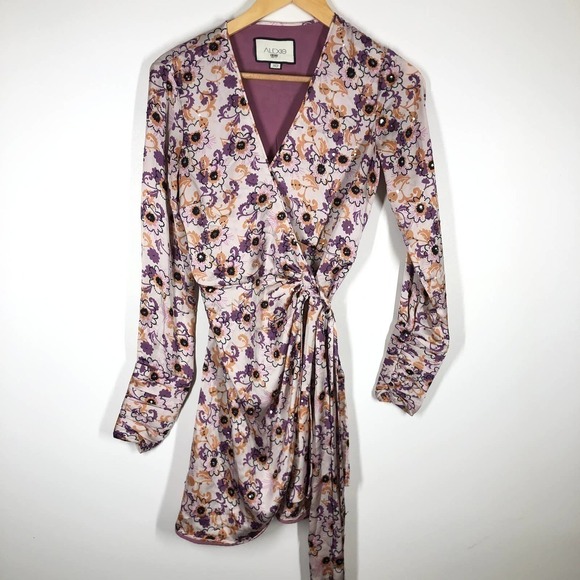 Alexis Kari Wrap Dress Sequin Floral Print  Long Sleeve Multicolor Size XS - Picture 5 of 16